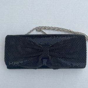 Jessica McClintock black sequined mesh evening handbag clutch
